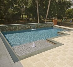 Concrete Pool with Sunshelf, Bubblers and Sheer Descent