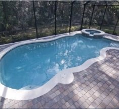 Concrete Pool with Spa, Spa Spillover and Bench