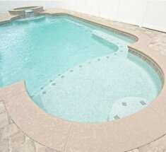 Concrete Pool with Spa, Spa Spillover, Sunshelf and Bench