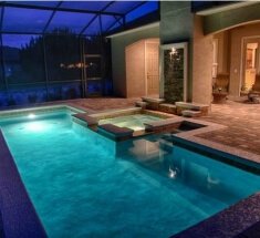 Concrete Pool with Spa and Spa Spillover