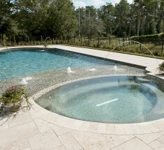 Custom Pool and Spa with Bubblers and Deck Jets