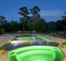 Custom Pool and Spa with Deck Jets and Led Lighting