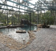 Custom Pool and Spa with Waterfalls and Bubbler