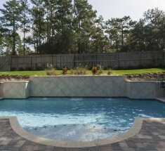 Custom Pool with Sheer Descent and Bubbler