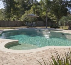 Custom Pool and Spa with Scupper and Sheer Descent