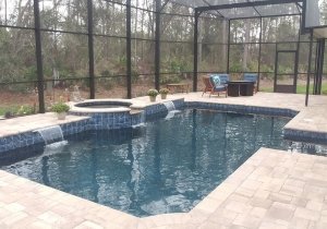 Custom Concrete Pool with spa and sheer descents