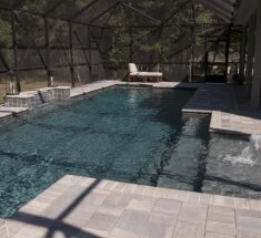 Custom Pool and Spa with Bubbler and Tanning Ledge